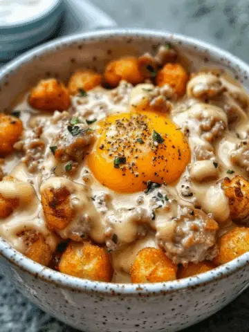 Tater Tot Breakfast Bowls with Sausage Gravy