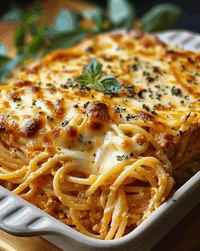 Baked Cream Cheese Spaghetti Casserole