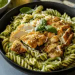 Pesto Pasta with Crispy Parmesan Chicken