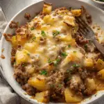 Cheesy Ground Beef and Potatoes Skillet