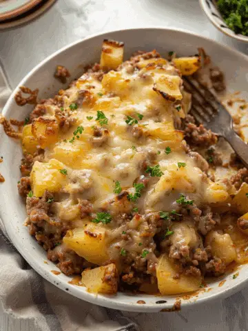 Cheesy Ground Beef and Potatoes Skillet