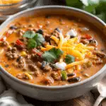 Creamy Cheesy Ground Beef Taco Soup