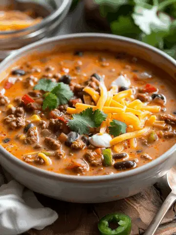 Creamy Cheesy Ground Beef Taco Soup