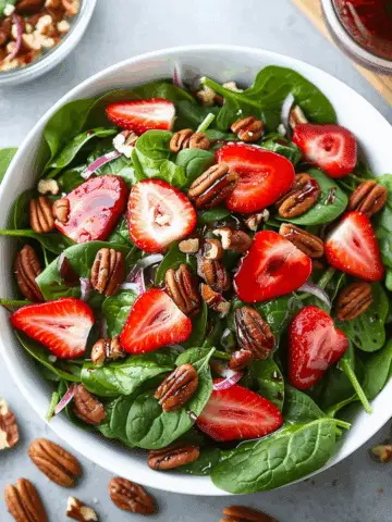 Fresh Strawberry Spinach Salad with Candied Pecans