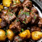 Crockpot Garlic Butter Beef Bites with Potatoes