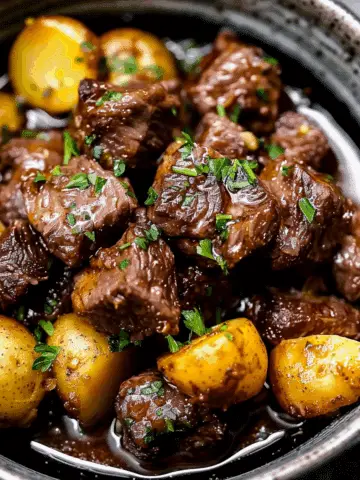 Crockpot Garlic Butter Beef Bites with Potatoes