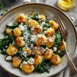 Crispy Gnocchi with Spinach and Feta