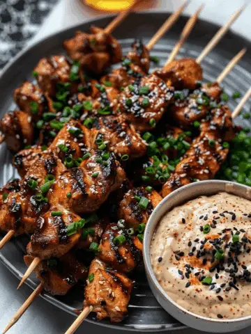 Honey-Garlic Chicken Skewers with Creamy Sesame Dip