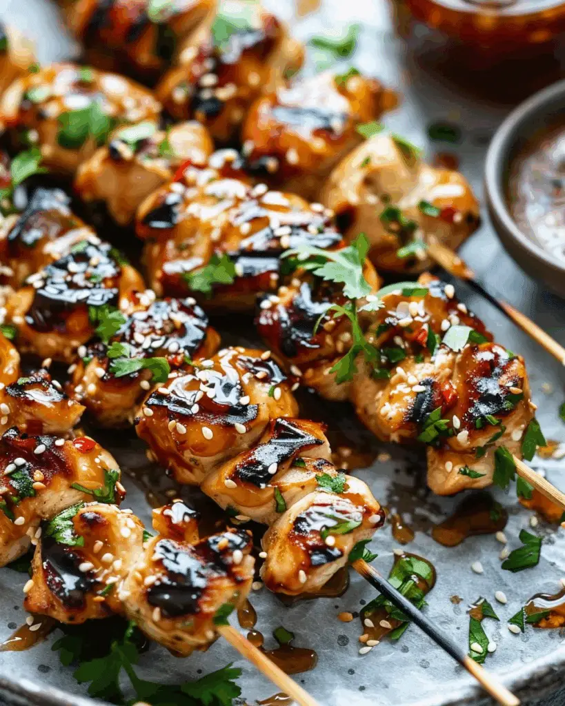 Honey-Garlic Chicken Skewers with Creamy Sesame Dip