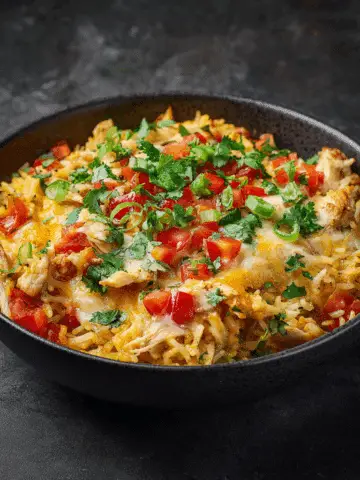 Pollo Loco (Mexican Adobo Chicken with Saffron Rice and Queso)