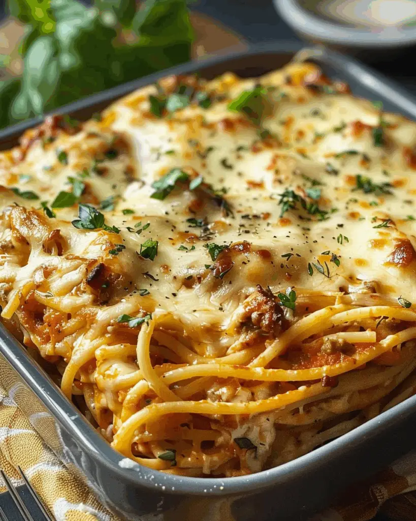 Baked Cream Cheese Spaghetti Casserole