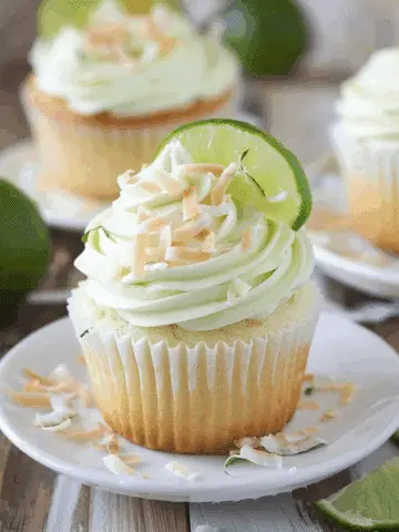 Coconut Cupcakes with Lime Buttercream Frosting