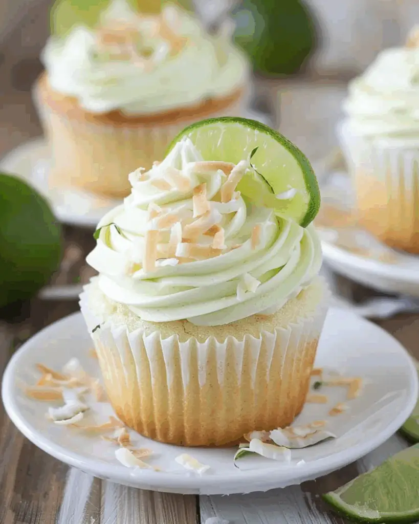 Coconut Cupcakes with Lime Buttercream Frosting
