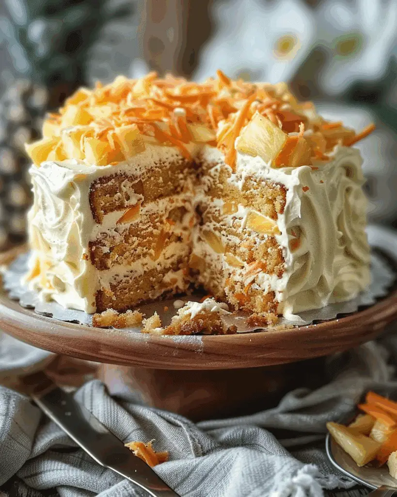 Moist Carrot Cake with Pineapple and Cream Cheese Frosting