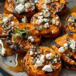 Roasted Sweet Potato Rounds with Honey and Feta