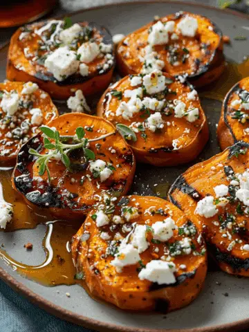 Roasted Sweet Potato Rounds with Honey and Feta