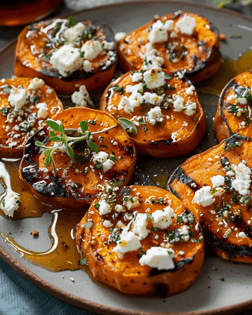Roasted Sweet Potato Rounds with Honey and Feta