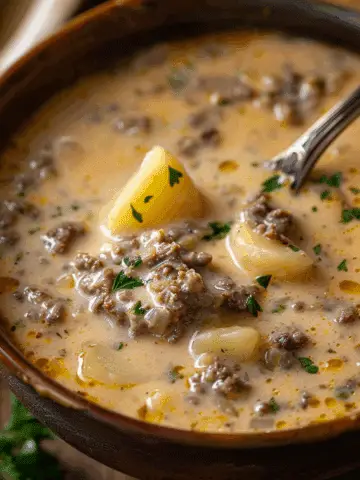 Cheesy Beef Potato Soup