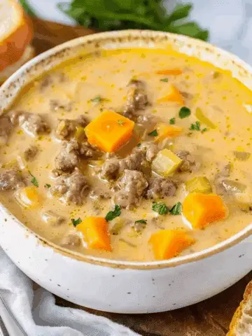 Slow Cooker Cheeseburger Soup