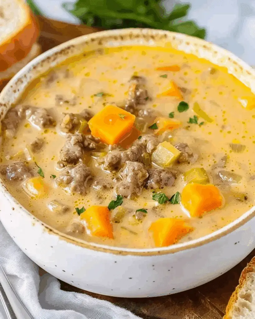 Slow Cooker Cheeseburger Soup