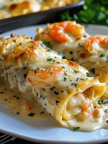 Shrimp & Crab Alfredo Lasagna Roll-Ups