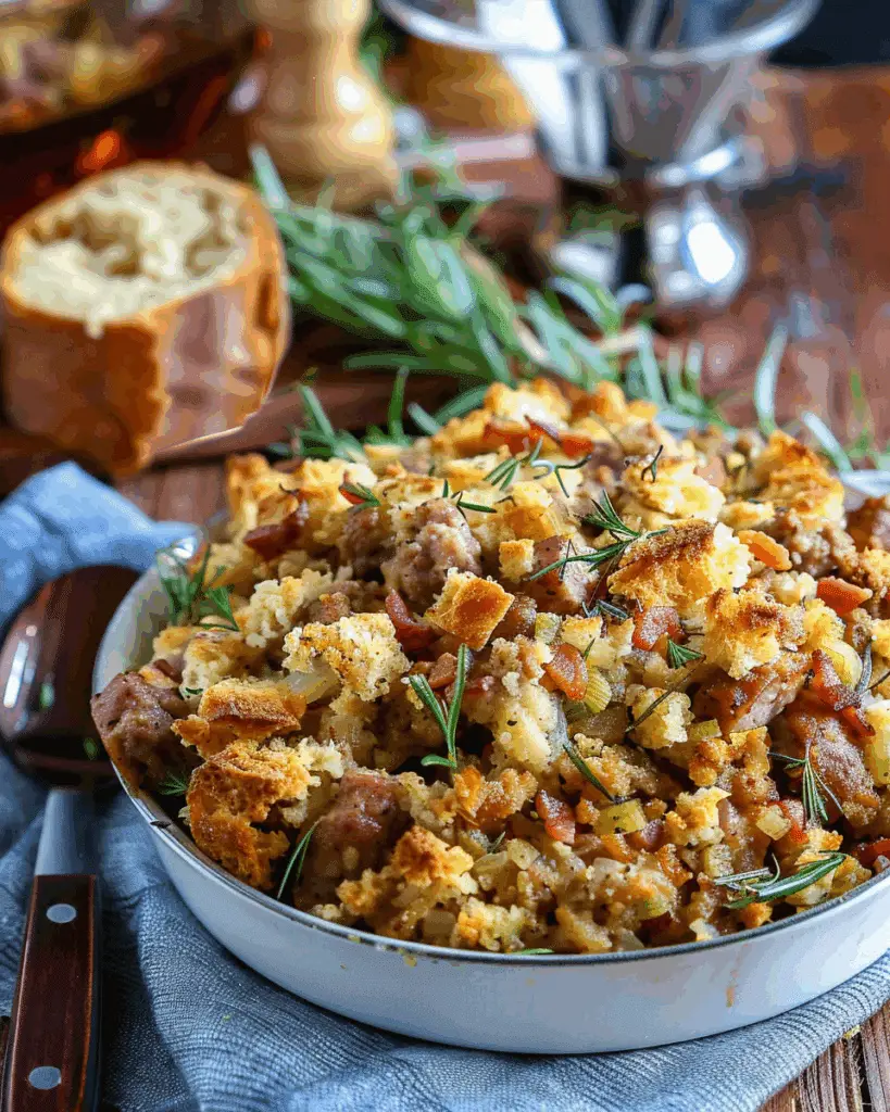 Slow Cooker Sausage and Bacon Stuffing