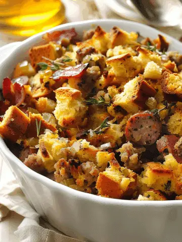 Slow Cooker Sausage and Bacon Stuffing