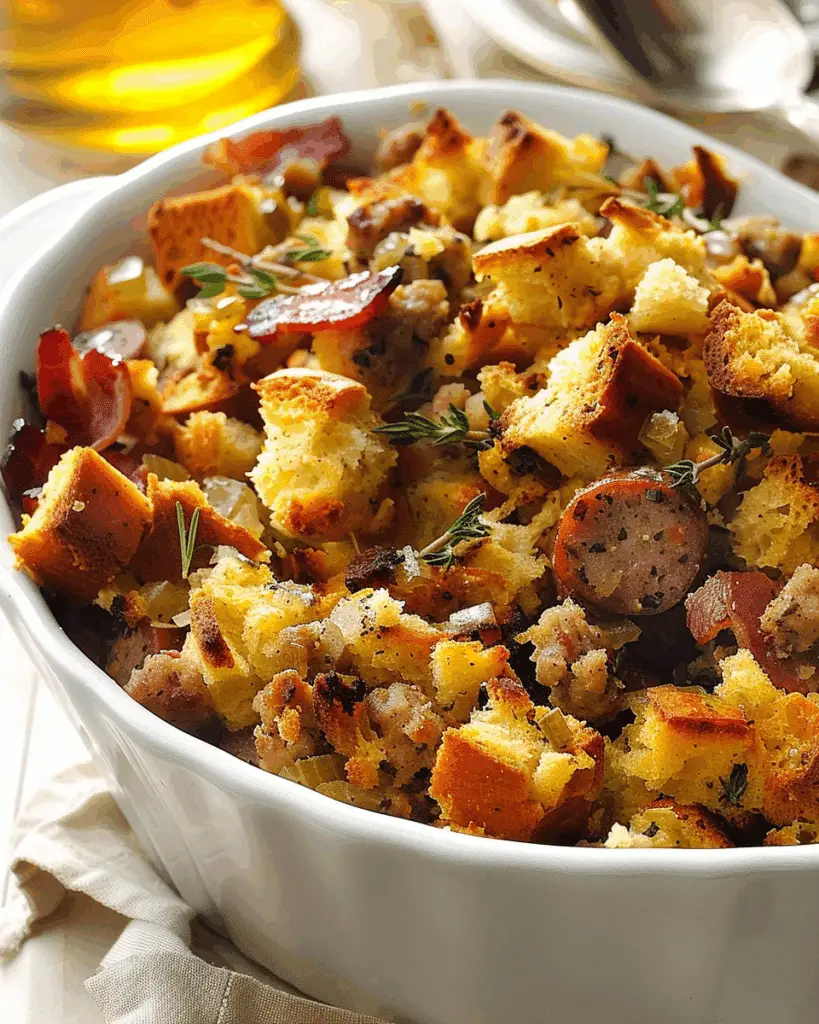 Slow Cooker Sausage and Bacon Stuffing