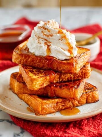 Pumpkin French Toast Breakfast with Spiced Pumpkin Batter and Maple Syrup Recipe