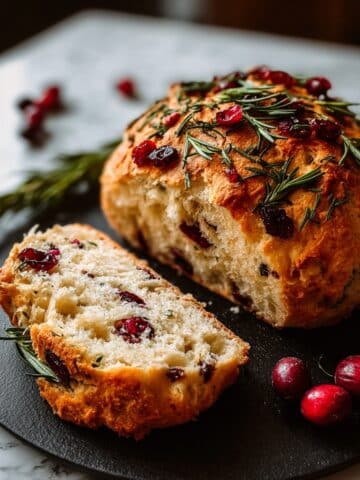 No-Knead Rosemary Cranberry Bread with Olive Oil & Sea Salt Recipe