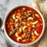 Busy Day Soup with Hearty Vegetables, Seasoned Meat, and Tender Noodles Recipe