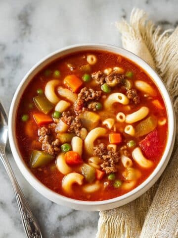 Busy Day Soup with Hearty Vegetables, Seasoned Meat, and Tender Noodles Recipe