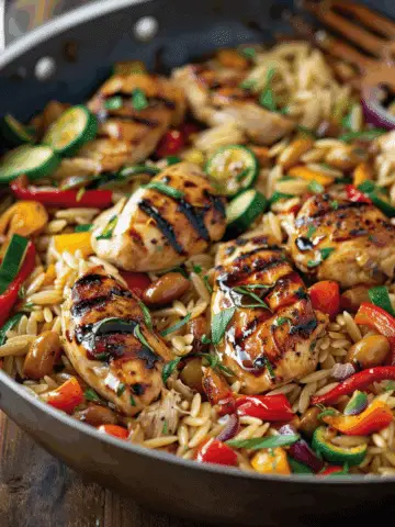 Balsamic Chicken and Orzo Skillet
