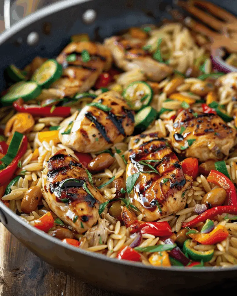 Balsamic Chicken and Orzo Skillet