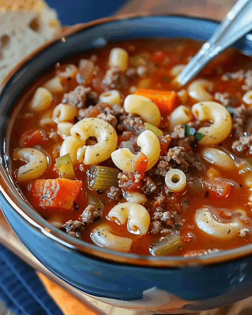 Beef Macaroni Soup Recipe: Hearty Hamburger Soup
