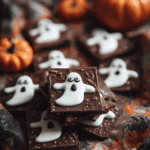 Spooky No-Bake Chocolate Peanut Butter Ghost Bars