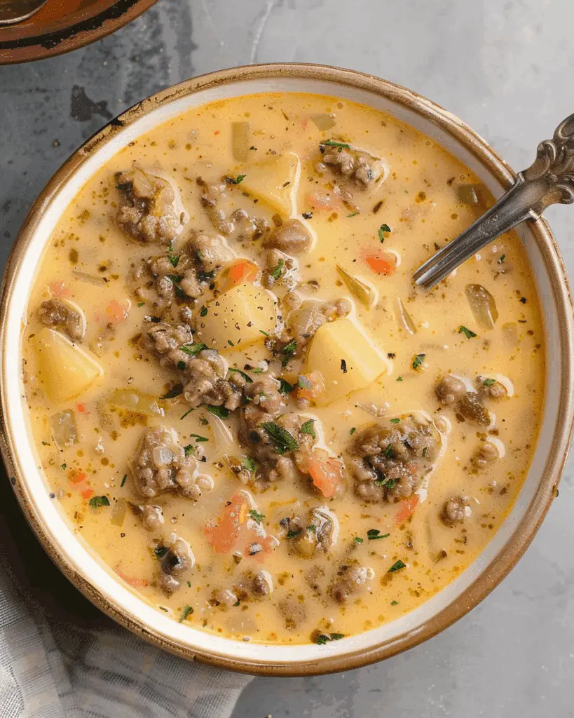 Hearty Cheeseburger Soup