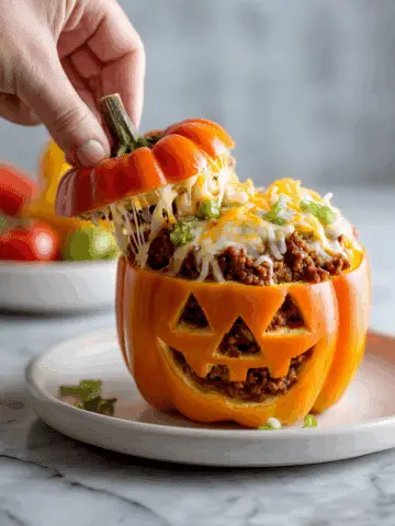 Spooky Stuffed Bell Peppers