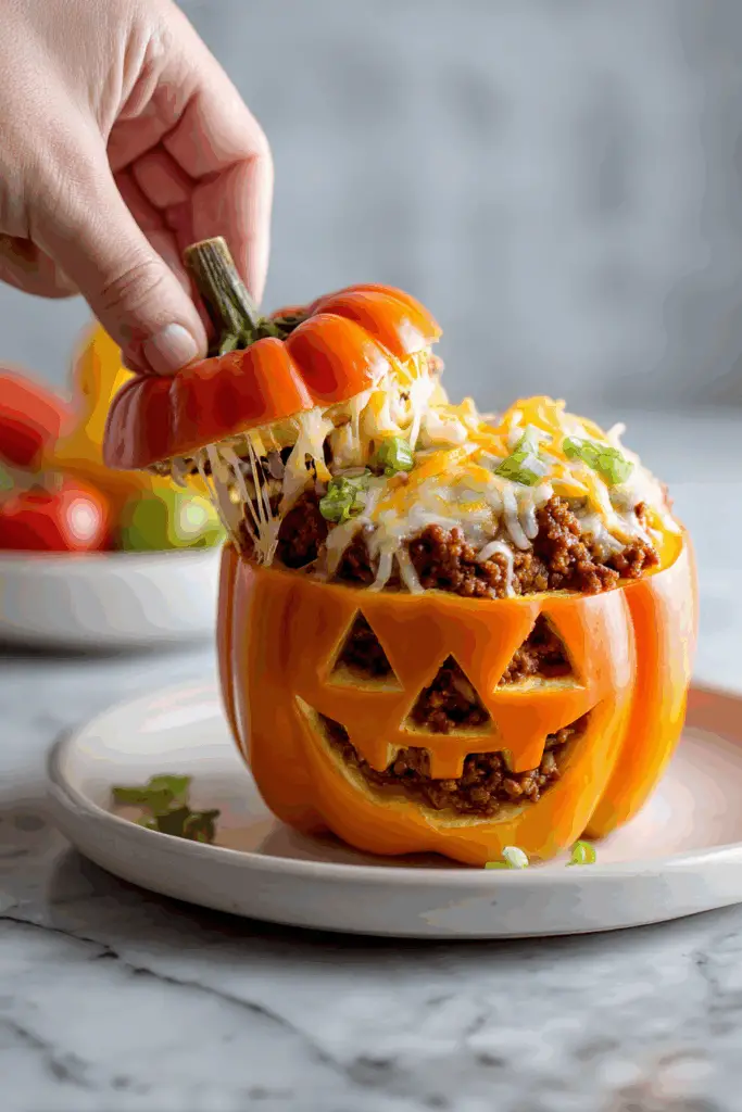 Spooky Stuffed Bell Peppers