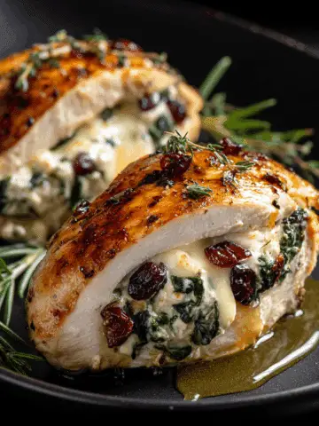 Cranberry and Spinach Stuffed Chicken Breasts with Brie