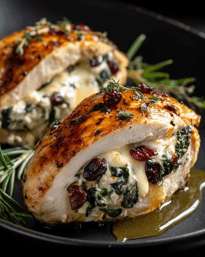 Cranberry and Spinach Stuffed Chicken Breasts with Brie