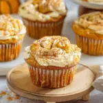 Cream Cheese Swirled Pumpkin Muffins with Candied Ginger
