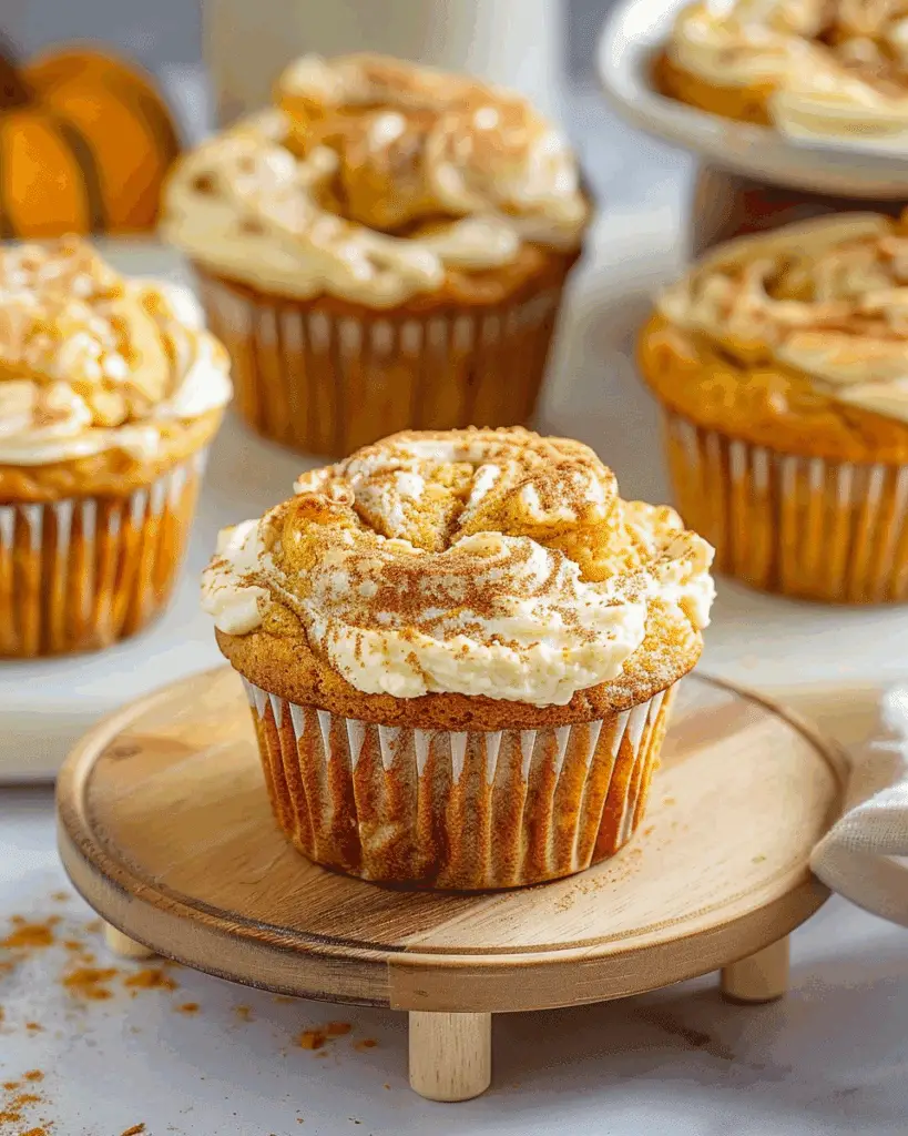 Cream Cheese Swirled Pumpkin Muffins with Candied Ginger