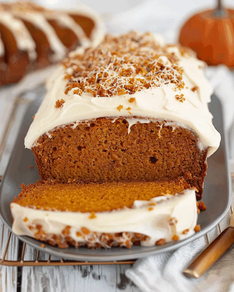 Spiced Pumpkin Loaf with Cream Cheese Frosting