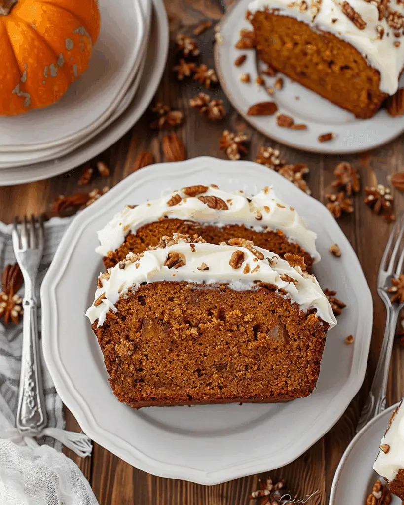 Spiced Pumpkin Loaf with Cream Cheese Frosting