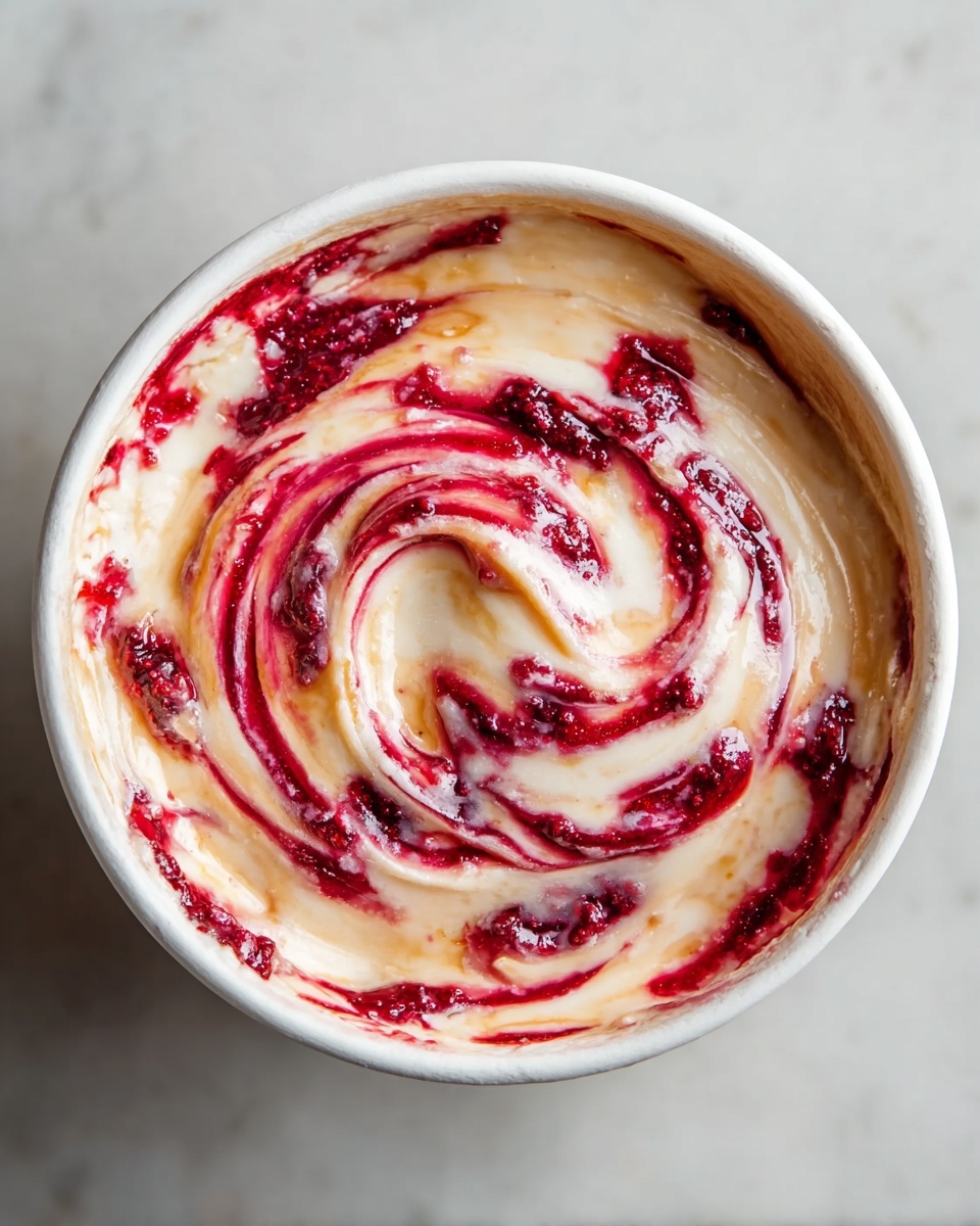 A tall clear glass jar is filled with a creamy pink spread that has small red fruit pieces mixed in, giving it a slightly chunky texture. Behind the jar, there is a white plate holding round English muffins spread with the same pink mixture. To the right, thick slices of white bread are stacked on a white tray. The whole scene is set on a white marble surface, with a red and white checkered cloth partially visible on the left and a white beaded garland on the right. photo taken with an iphone --ar 4:5 --v 7