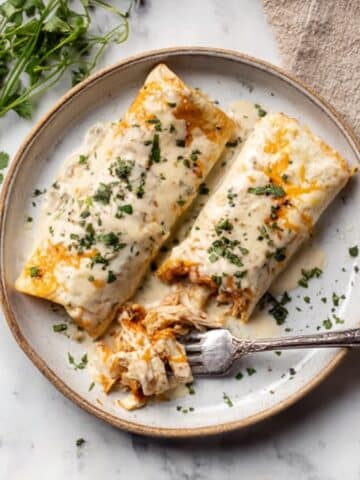 38g Protein Chicken Enchiladas with Dreamy White Sauce Recipe