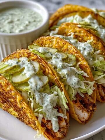 Dill Pickle Ranch Chicken Tacos with Crispy Cheese Lace Recipe
