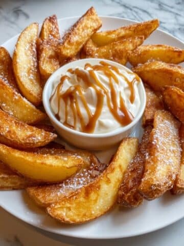 Air Fried Apple Wedges with Caramel Whipped Cream Dipping Sauce Recipe