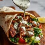 Chicken Shawarma Wraps with Garlic Yoghurt Sauce and Crispy Fries Recipe